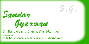 sandor gyerman business card